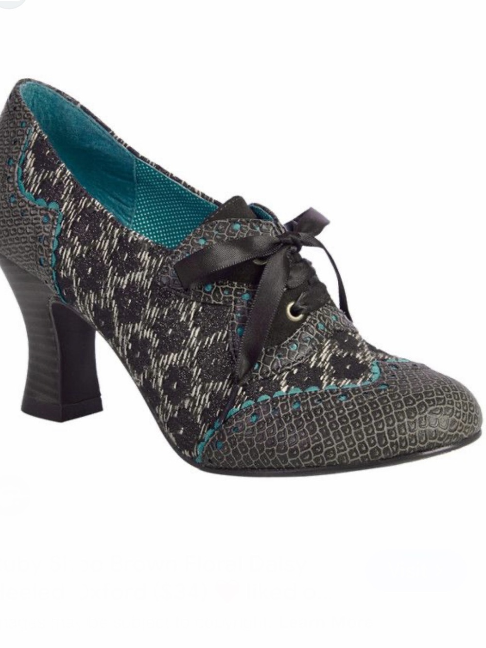Ruby Shoo Modcloth Brown Brogue Heels with Teal Accents